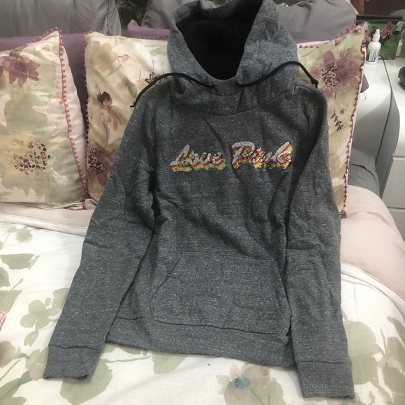 Vs pink bling sherpa hood pullover top - Picture 1 of 4